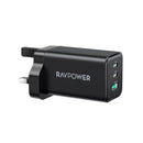 RAVPower RP-PC172 PD 65W 3-Port Wall Charger - Black-smartzonekw