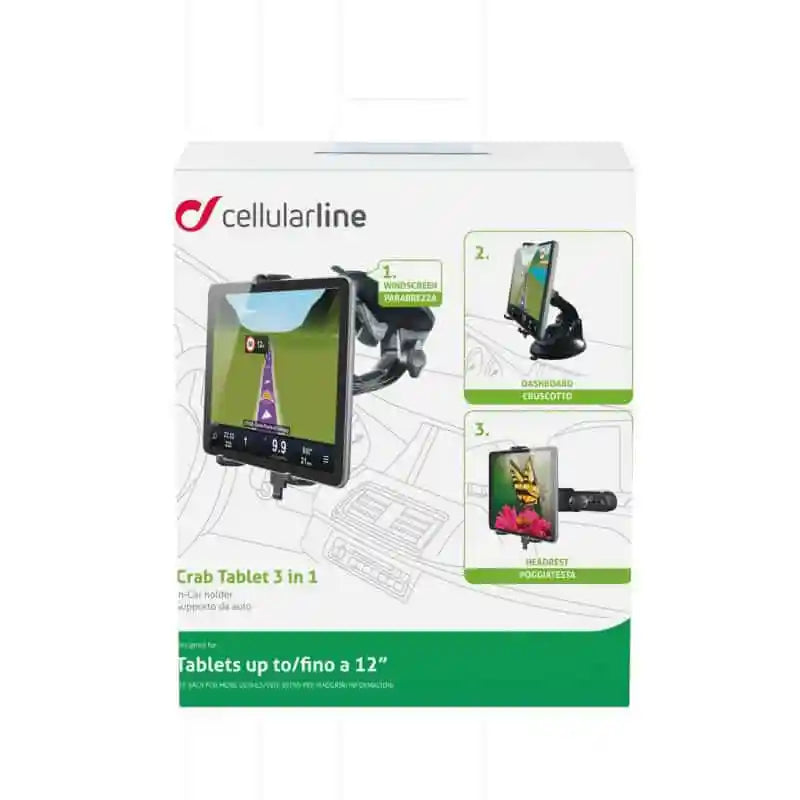 Cellularline Crab Tablet 3 in 1 In-Car Holder Tab12 – Black-smartzonekw