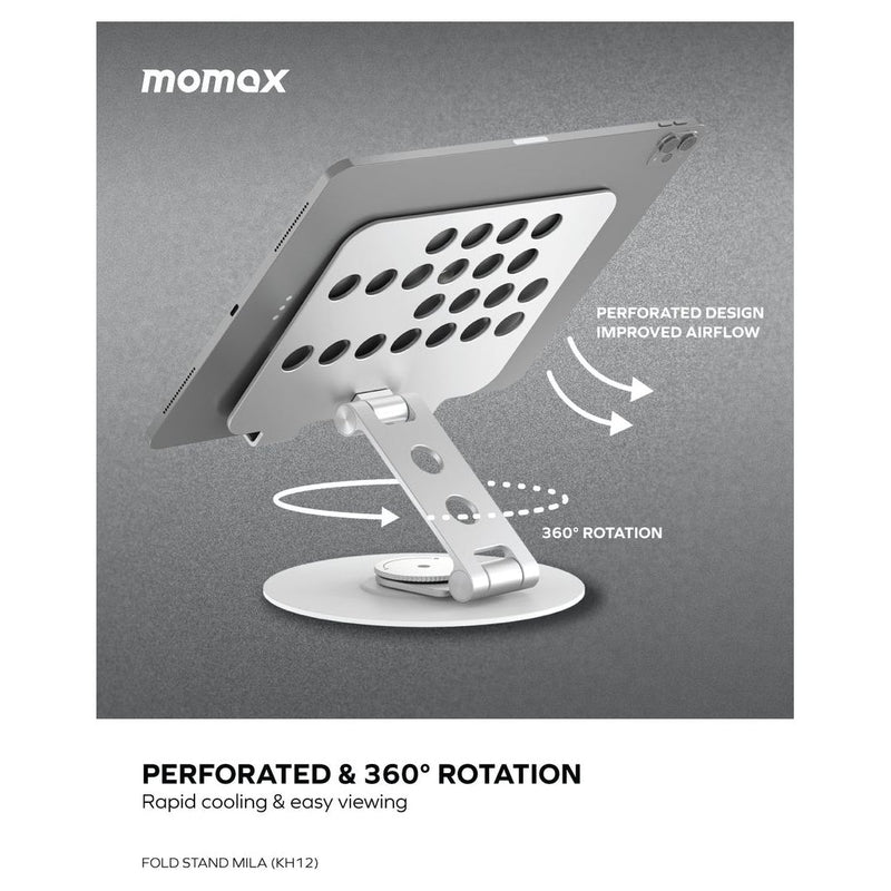 Momax Fold Stand Mila Rotatable Tablet Stand - Silver (KH12S)-smartzonekw