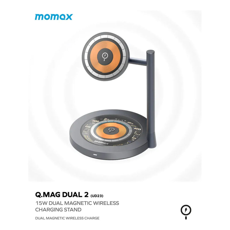 Momax Q.Mag Dual 2 Dual Magnetic Wireless Charging Stand-smartzonekw