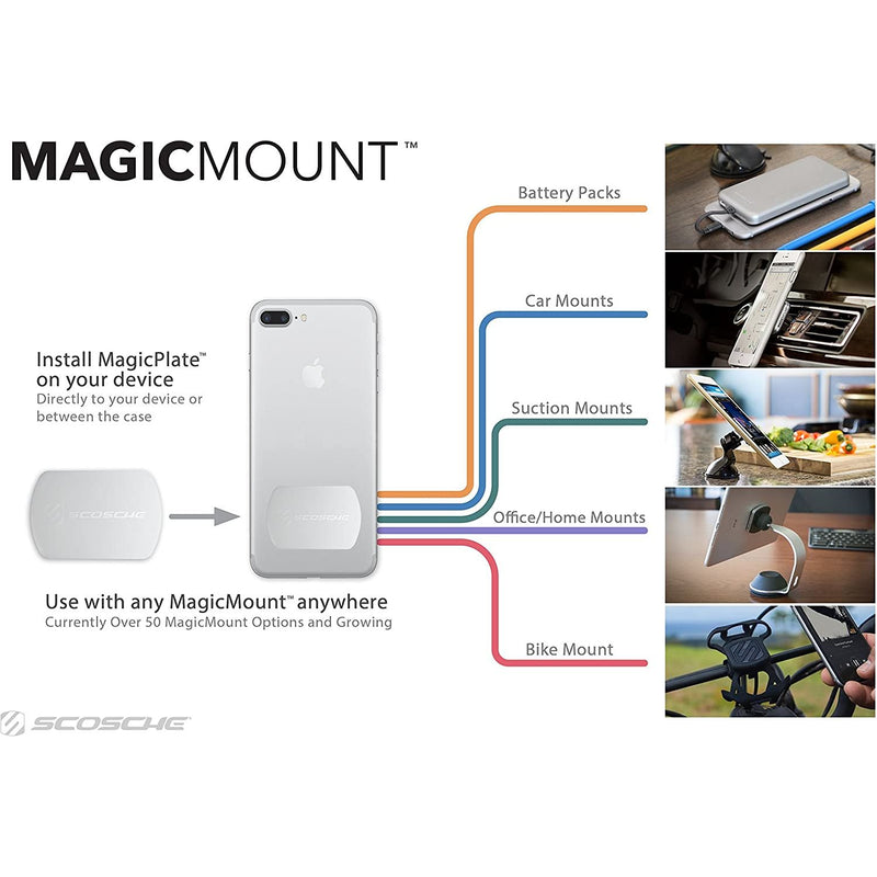 Scosche MagicMount Magnetic Mount Replacement Plate Kit for Mobile Devices - Black-smartzonekw
