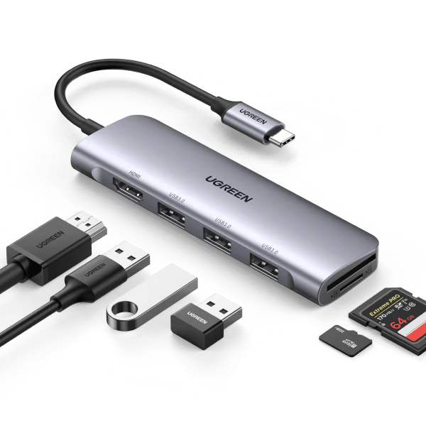 UGREEN USB-C to 3 Ports USB3.0-A Hub + HDMI + TF/SD - Space Gray-smartzonekw