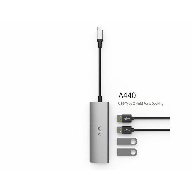 WIWU Alpha 4 in 1 USB-C Hub A440 - Gray - Smartzonekw