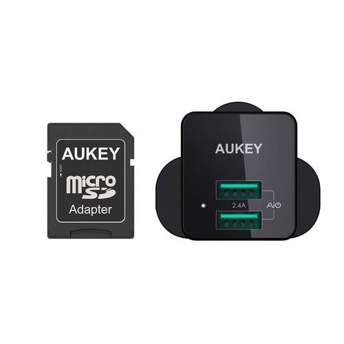 Aukey PA-U32 12W Universal Dual Port AiPower Mini Portable Travel Charger - Black - smartzonekw
