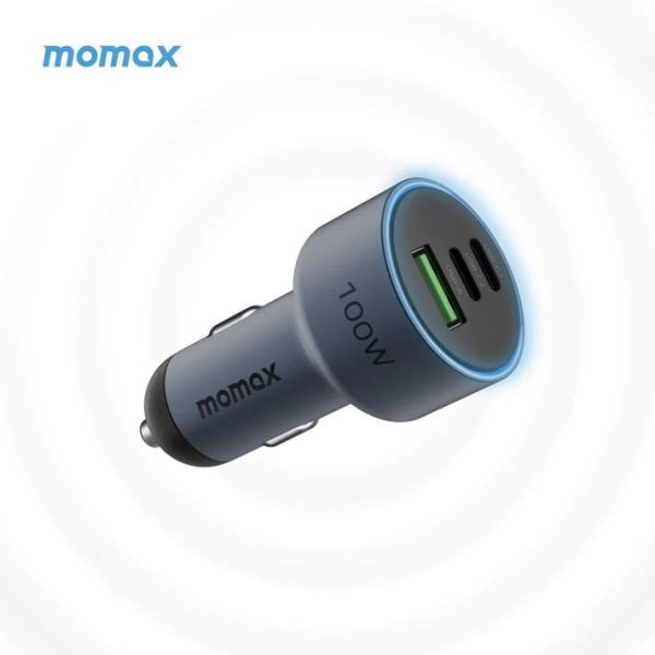 Momax ONEPLUG 100W 3-Port Car Charger - Gray (UC17E)-smartzonekw