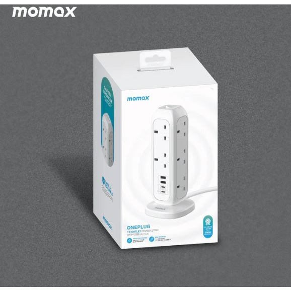Momax ONEPLUG 11-Outlet Power Strip with USB - White (US11UKW)-smartzonekw