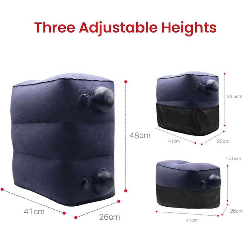 Travelest Inflatable Portable Travel Foot Leg Rest Pillow with Built-in air Pump for Travel - Navy-smartzonekw