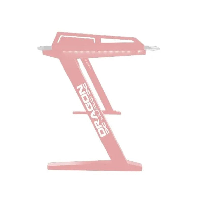 Dragon War GT-006 Gaming Desk (RGB Version), Z Shaped Leg, White Melamine Board - Pink-smartzonekw