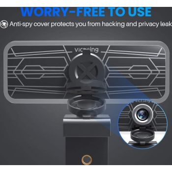 Victsing 1080p Hd Webcam With Dual Microphone And Privacy Cover – 360 Degree Rotation, Black-smartzonekw