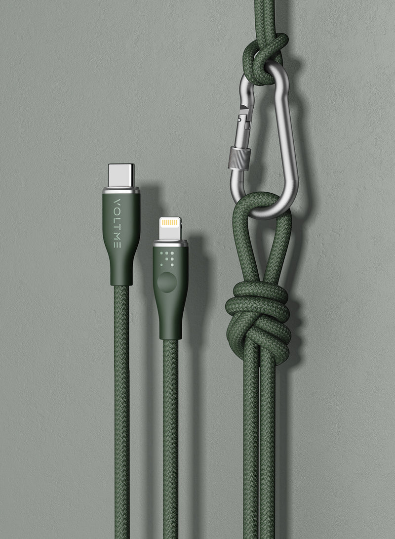 Voltme Powerlink Rugg Double Nylon Cable Type C to Lightning 3A / 2.0M Zinc-Alloy Connector-smartzonekw