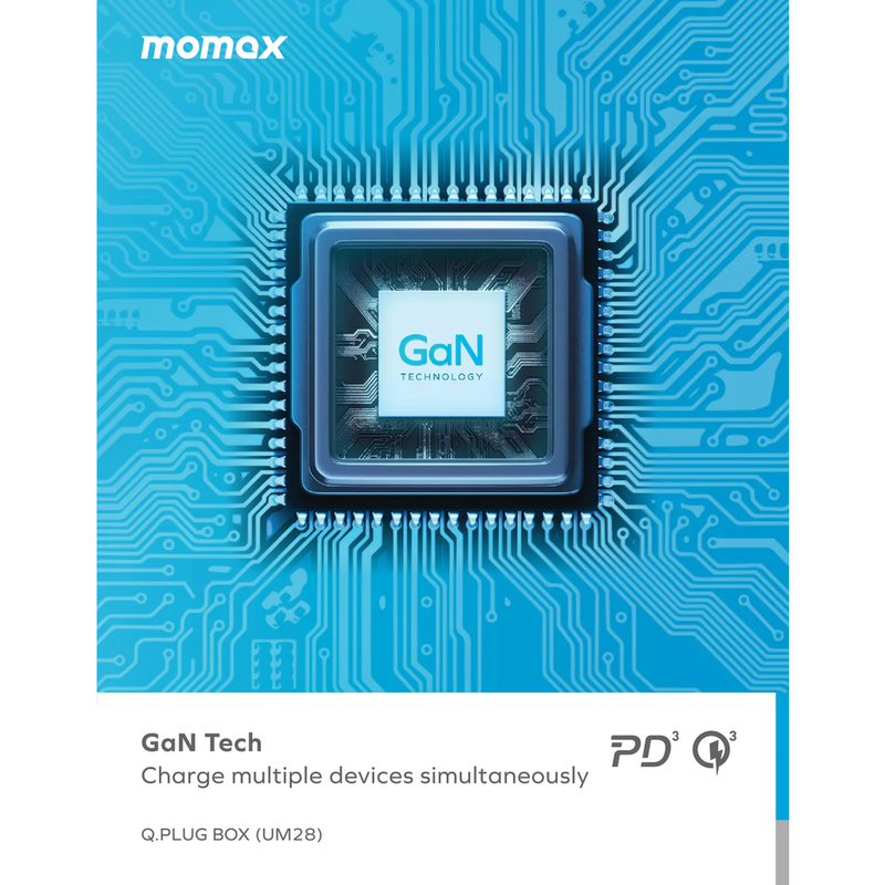 Momax Q.PLUG BOX 100W 6-Port GaN with Wireless Charging - White (UM28UKW)-smartzonekw