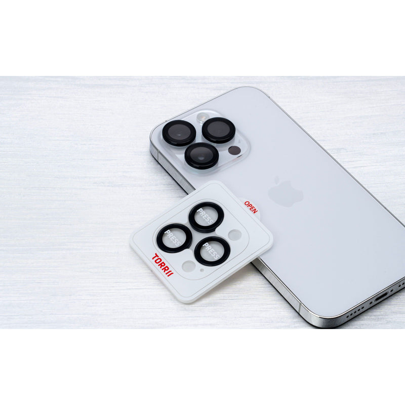 Torrii Bodyglass Camera Lens Protector (Individual Aluminium Ring) Anti-Bacterial Coating for iPhone 15 Pro / iPhone 15 Pro Max – Black-smartzonekw