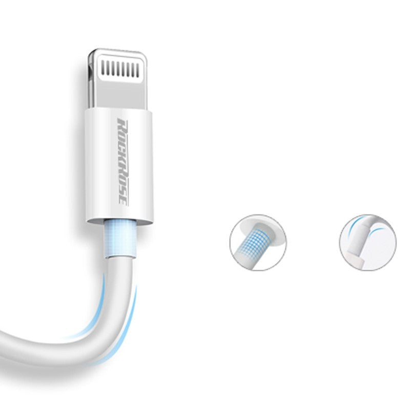 ROCKROSE Ivory CL 18W PD Quick Charge 1M Type-C To Lightning Cable - White-smartzonekw