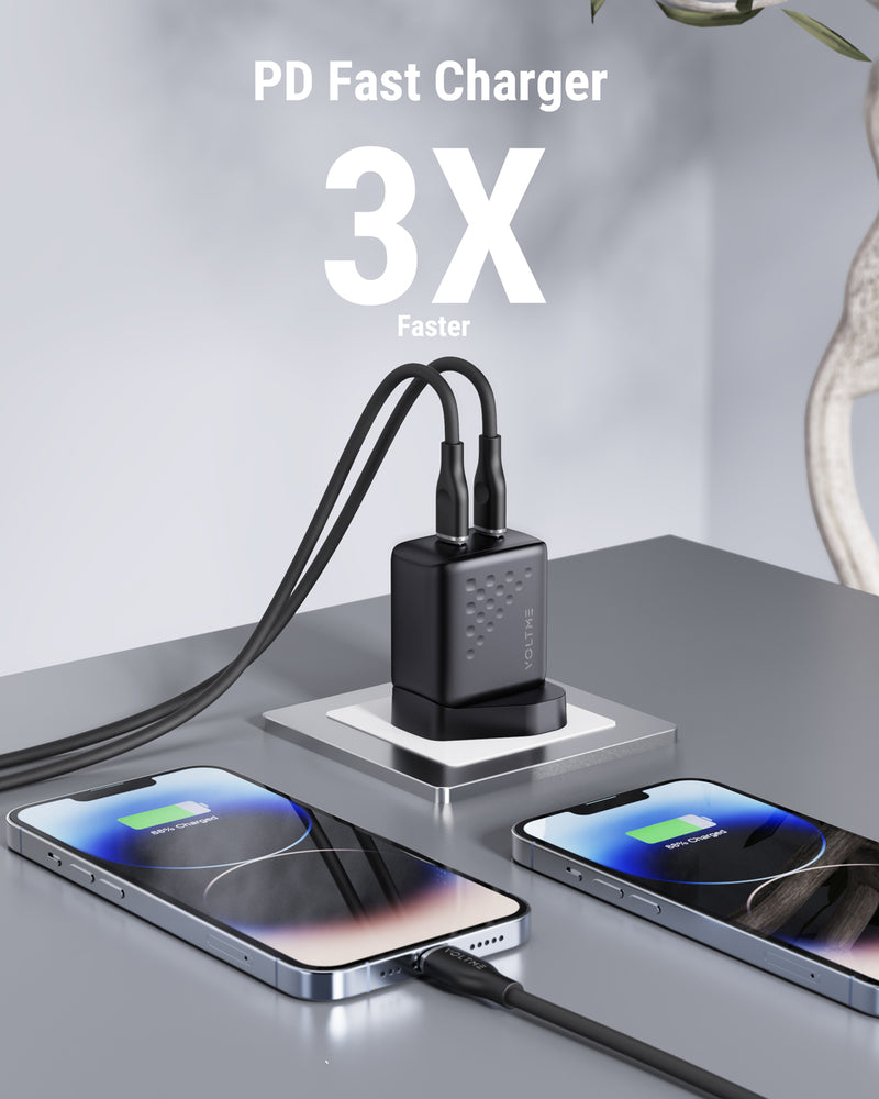 Voltme Revo 35 Duo Lite Two Type C ports Wall Charger (35W) - Black-smartzonekw