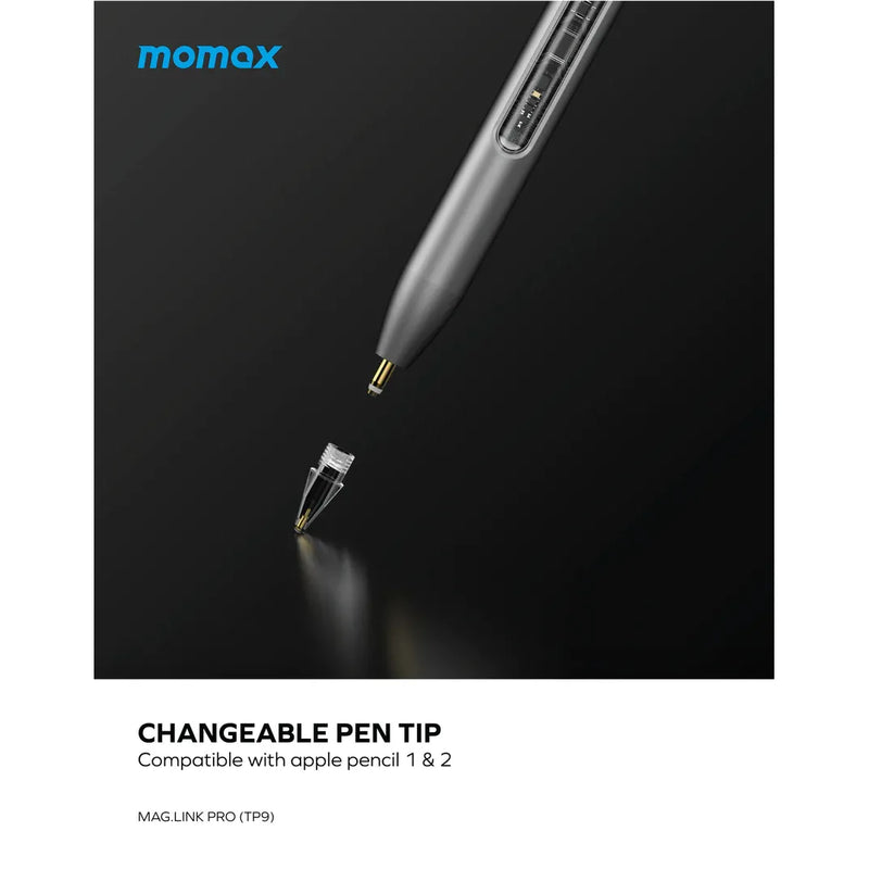 Momax Mag.Link Pro Magnetic Charging Active Stylus Pen - Gray (TP9EPRO) - Smartzonekw