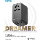 Momax 1-World 100W GaN 4 ports + AC Travel Adapter -Black (UA10D)-smartzonekw