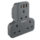 Momax ONEPLUG 3-Outlet T-shaped Extension Socket with USB - Black (US6UKE)-smartzonekw