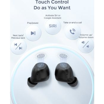 iSeneo True Wireless Earbuds AT20, Bluetooth 5.0 Headphones in-Ear Stereo - Black-smartzonekw