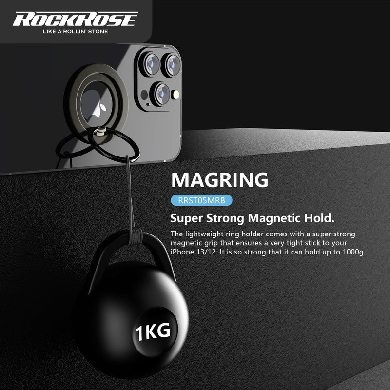 ROCKROSE Magnetic Phone Ring Holder - Black-smartzonekw