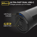 Scosche Powervolt 60W Certified Dual Usb Type-C + Type-C Fast Car Charger Power Delivery 3.0 With Pps For All Smartphones Usb-C Devices - Black-smartzonekw