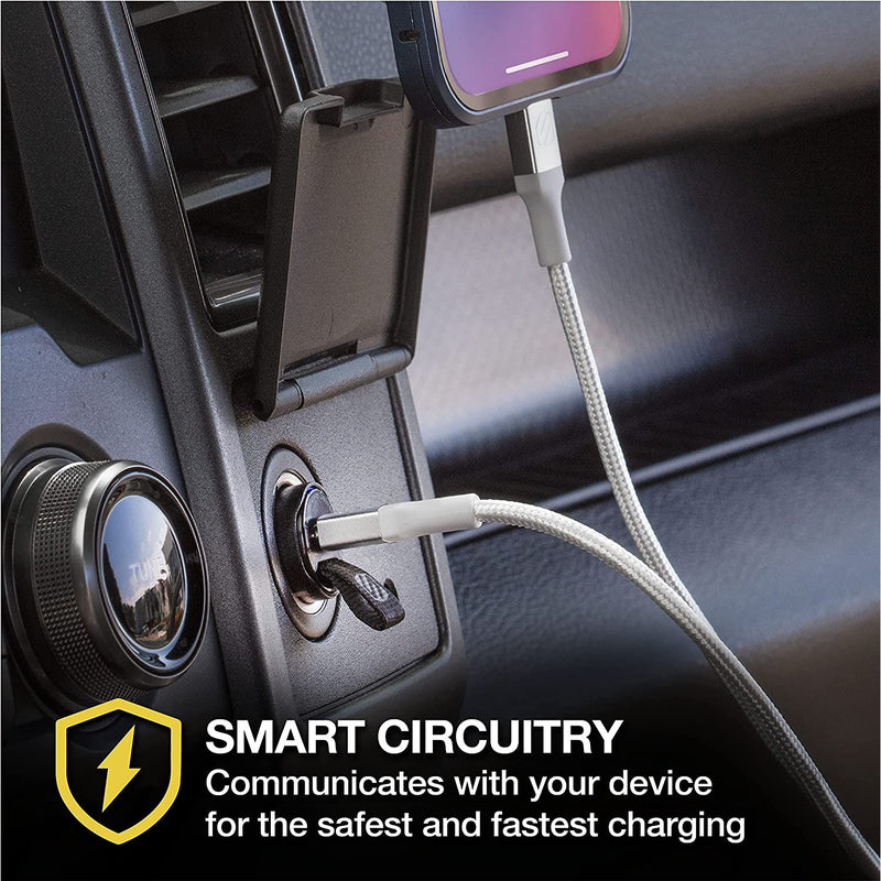 Scosche PowerVolt 30W USB Type-C Fast Car Charger with Fabric Pull Label and Power Delivery 3.0 with PPS for All USB-C Devices-smartzonekw