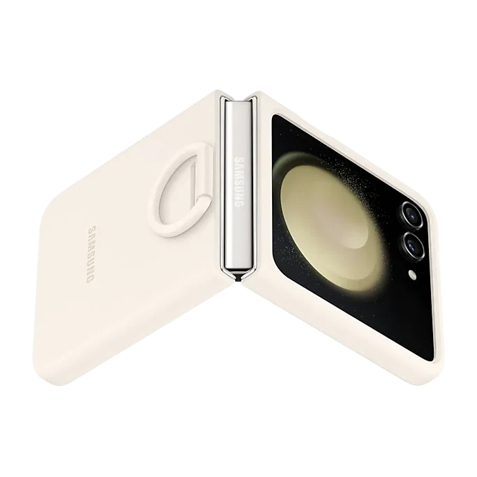 Samsung Galaxy Z Flip5 Silicone Case with Ring - Cream (EF-PF731TUEGWW)-smartzonekw