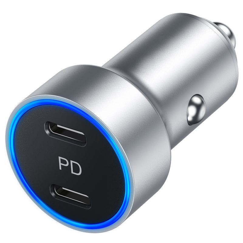CHOETECH 40W 2-Port PD20W All Metal Fast Car Charger for iPhone 12/12 Pro Max/12 Mini (C0054)-smartzonekw