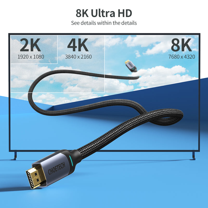 CHOETECH 8K 2M HDMI to HDMI Cable - Black (XHH01) - Smartzonekw
