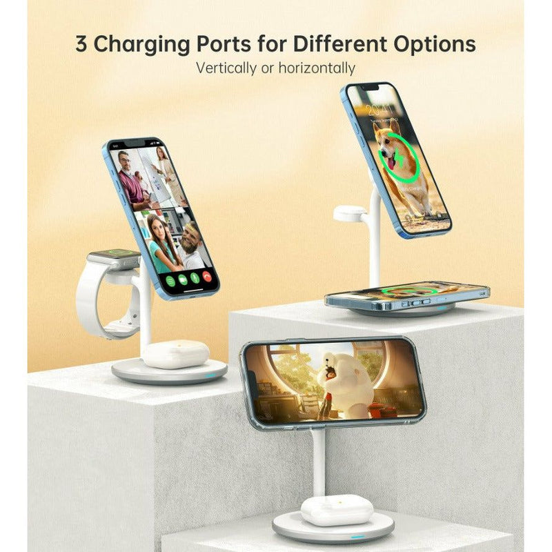 CHOETECH 3in1 Magnetic Wireless Charger Station for iPhone 12/13 Series, Airpods Pro with iWatch Holder-smartzonekw