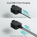 CHOETECH PD 100W GaN dual USB-C UK Charger with CC cable - Black (PD6008-UK-CCBK)-smartzonekw