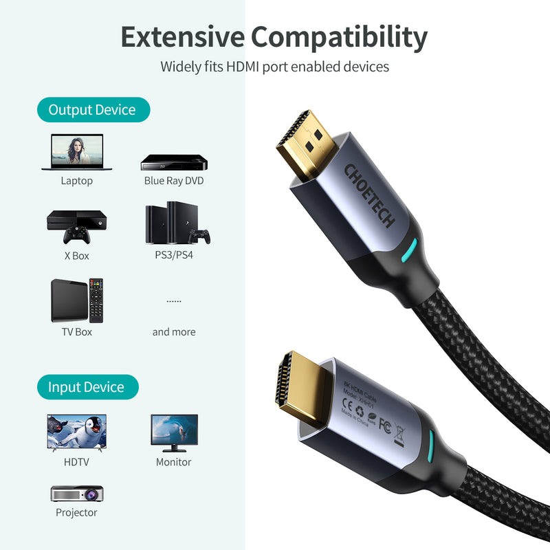 CHOETECH 8K 2M HDMI to HDMI Cable - Black (XHH01) - Smartzonekw