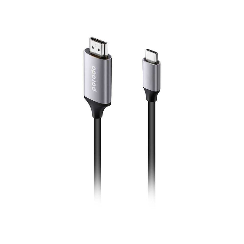 Porodo Type-C to 4K HDMI Cable 2m with Premium Aluminum Finish - Gray - Smartzonekw
