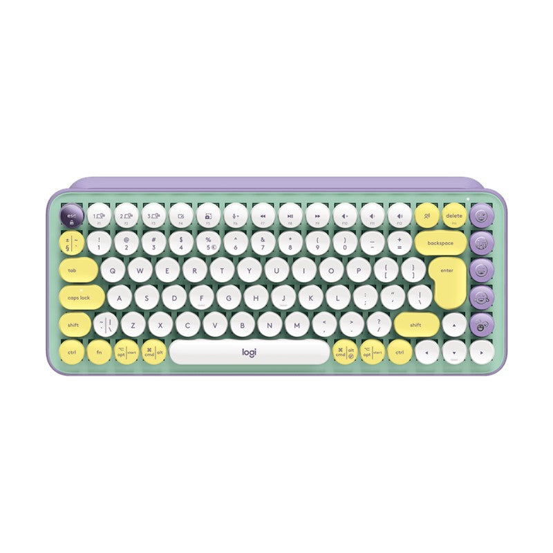 Logitech POP Keys Wireless Mechanical Emoji Keyboard, English Day Dream Mint-smartzonekw