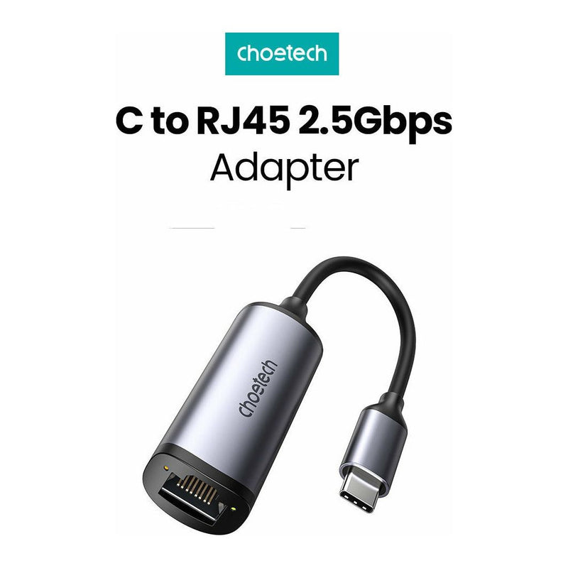 CHOETECH USB C To Gigabit Ethernet Adapter 2.5G Type C To RJ45 LAN Network Adapter Connector-smartzonekw