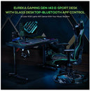 Eureka Ergonomic Gaming General Series GTG-I43 Desk with Glass Desktop - Bluetooth Lighting App Control (Dimension: 110x60CM)-smartzonekw