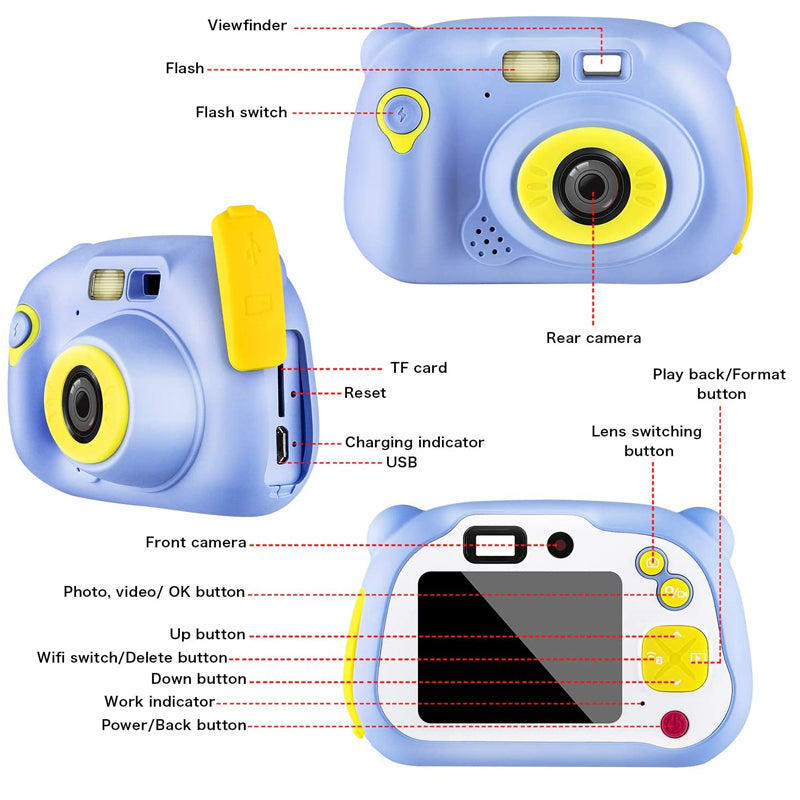 MyCam Kids Camera 12MP, Full HD 1920x1080P – Blue - smartzonekw