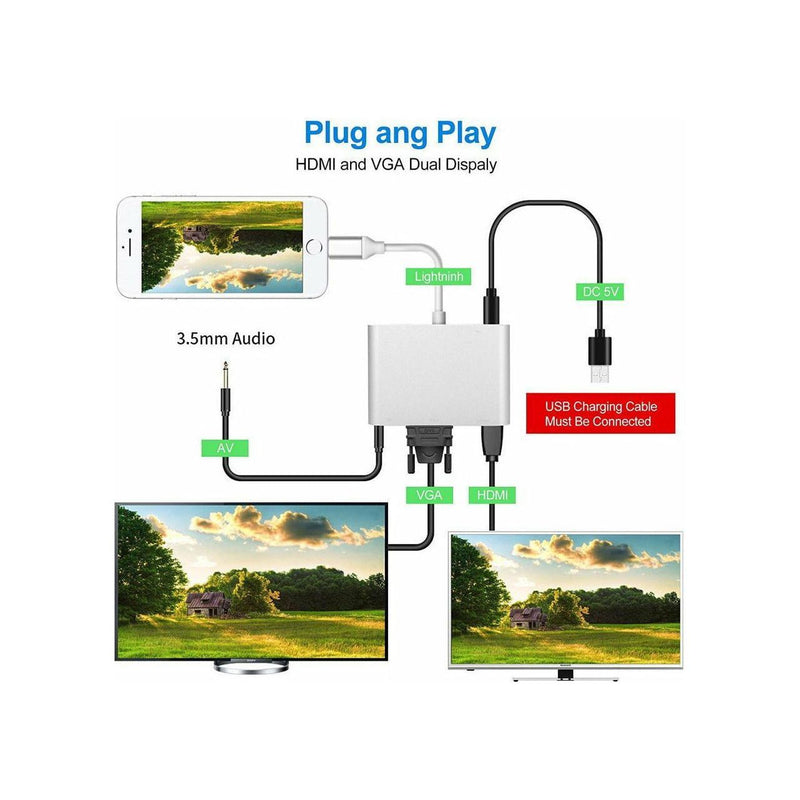 UWECAN Lightning to HDMI/Audio/VGA Adaptor - HUB-L01 (7585C) - smartzonekw