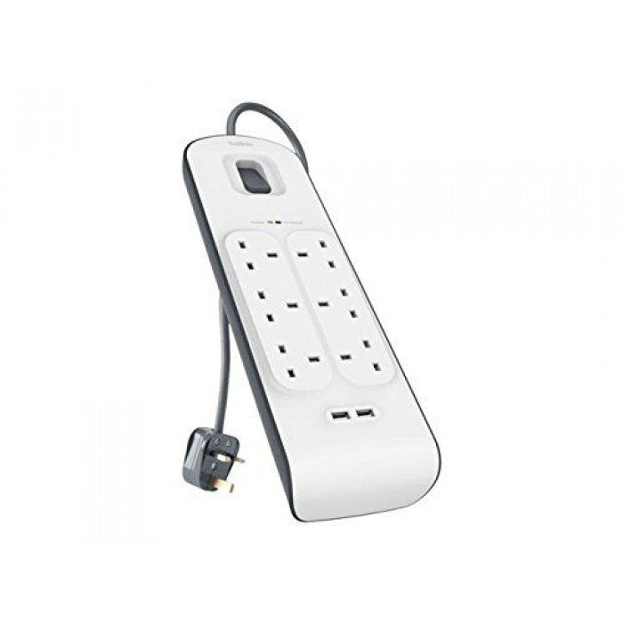 Belkin SurgePlus USB Surge Protector (2 USB 2.4A & 6 Outlets) - White - smartzonekw