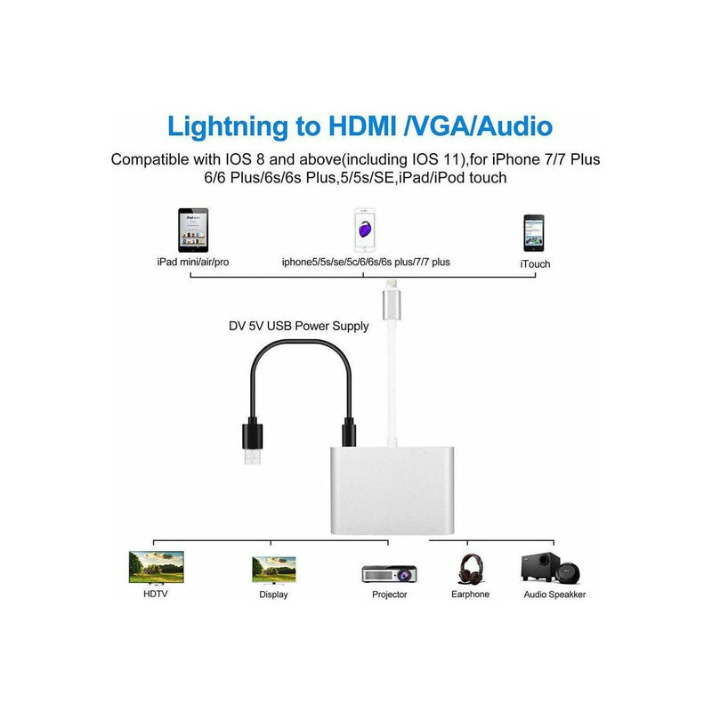 UWECAN Lightning to HDMI/Audio/VGA Adaptor - HUB-L01 (7585C) - smartzonekw