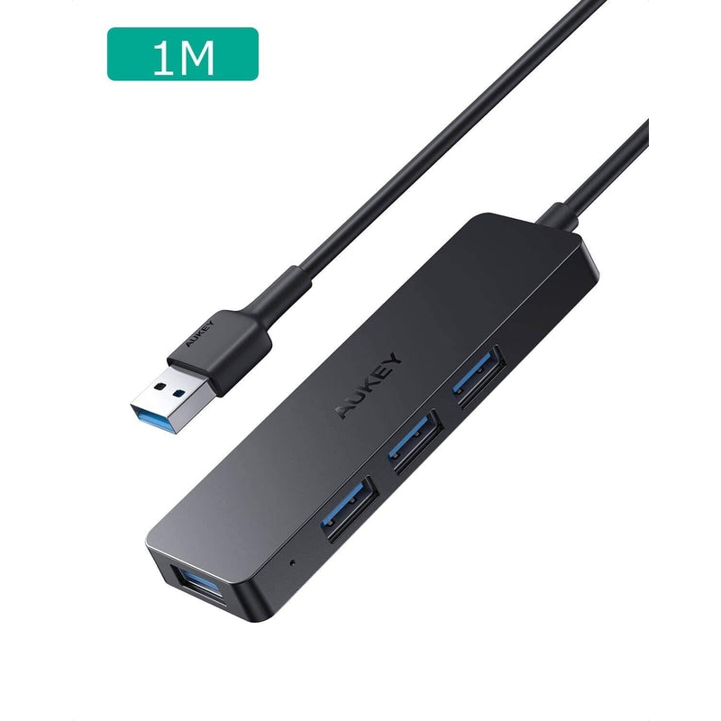 Aukey USB-A to 4-port USB3.0 A HUB - Black - smartzonekw