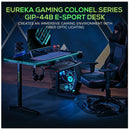 Eureka Ergonomic Colonel Series GIP 44' E-sports Computer Desk With Fiber Optic RGB Lighting (Size: 112x60CM)-smartzonekw