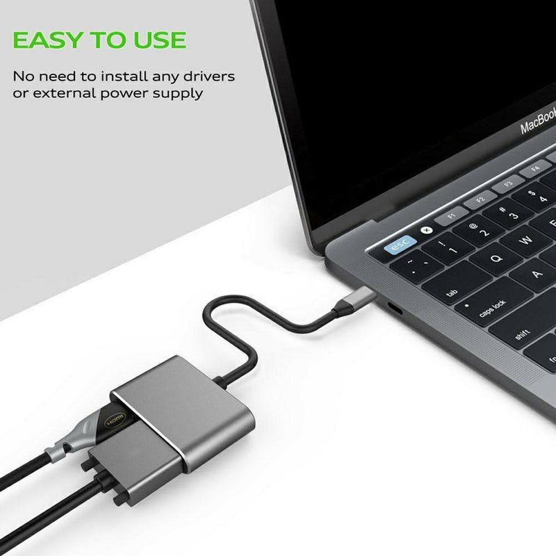 USB C  to HUB PD + HDTV + VGA + USB Adapter 4 in 1 (Support 4K)-smartzonekw