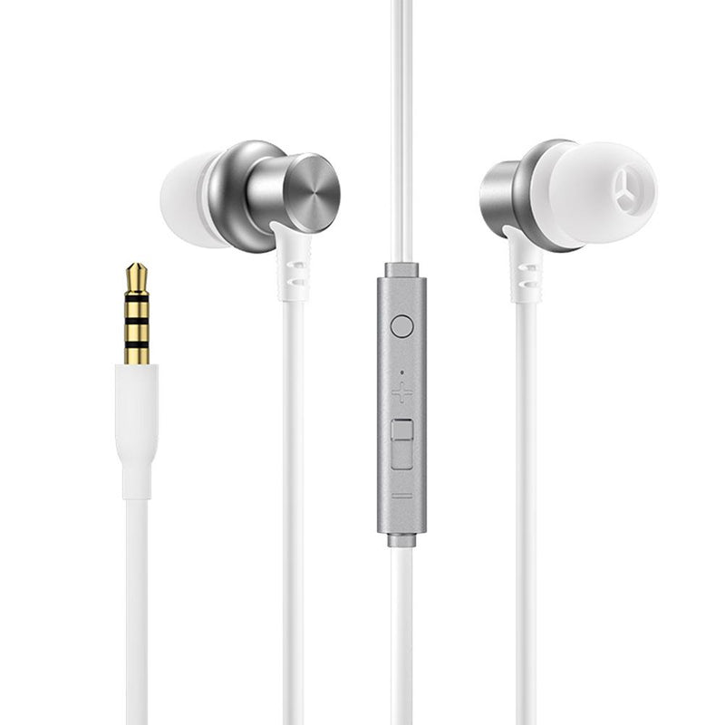 JOYROOM JR-EL115 3.5mm Wired Earphones Line Control Music In-Ear Headphones - Silver - smartzonekw
