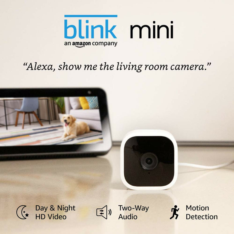 Blink Mini – Compact indoor plug-in smart security camera, 1080 HD video, motion detection, night vision, Works with Alexa – 1 camera - smartzonekw