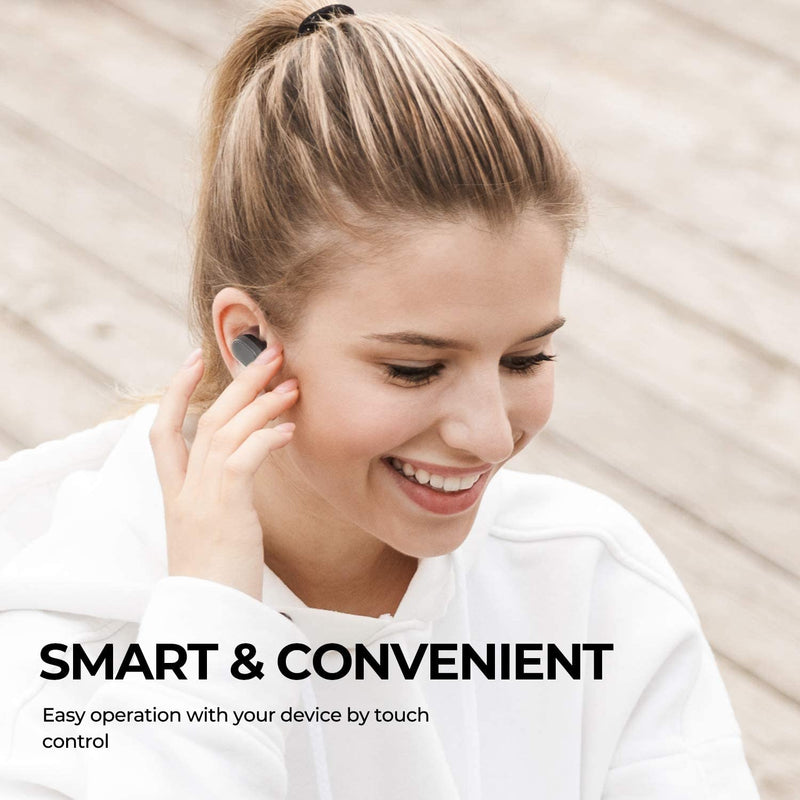 SoundPEATS True Wireless Earbuds 5.0 Bluetooth Headphones in-Ear Stereo Wireless Earphones with Microphone Binaural Calls, One-Step Pairing, Total