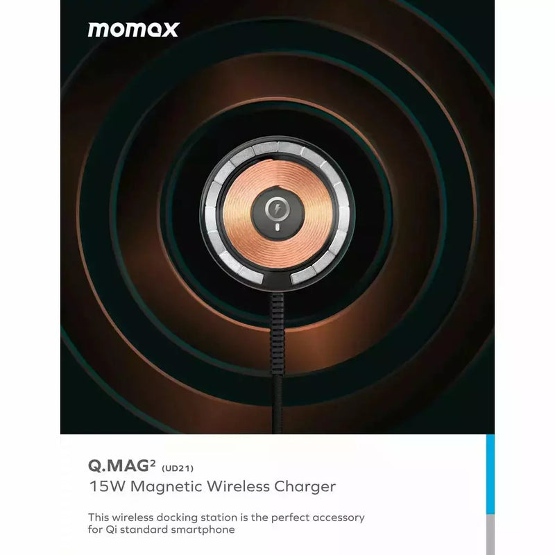 Momax Q.Mag Magnetic Wireless Charger - Gray (UD21E)-smartzonekw