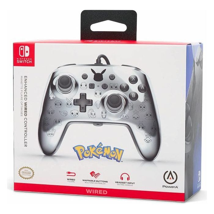PowerA Pokémon Enhanced Wired Controller for Nintendo Switch – Pikachu Black & Silver - Smartzonekw