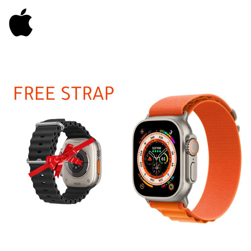 Apple Watch Ultra GPS + Cellular, 49mm Titanium Case with Orange Alpine Loop with Free Strap - Smartzonekw