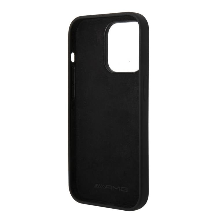AMG Liquid Silicone Case - Checkered Flag Pattern, Bumper Protection iPhone 14 Pro - Black/White-smartzonekw