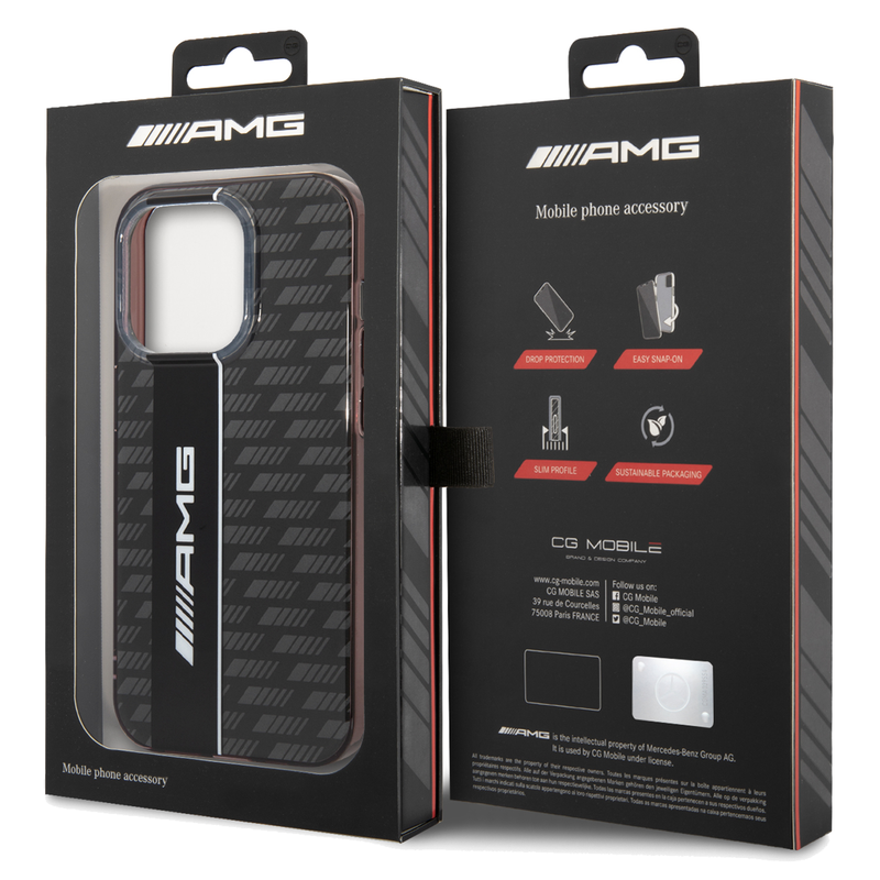 AMG Transparent Double Layer Case with Carbon Pattern II Anti-Explosion for iPhone Pro Max- Black-smartzonekw